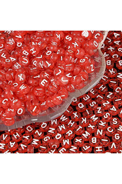 choice2 300PCS WWPJ167 100/300/500 pcs 4x7mm Round Acrylic Red Letter Beads A...