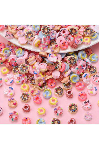 Choice 50pcs random 50Pcs 3D Mixed Donut Nail Charms Random Cartoon Flaback D...