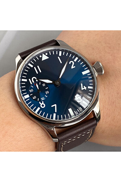 Choice1 pilot blue dial Retro Watch for Men Asia 6497 Hand Winding Movement B...