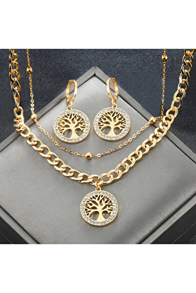 Choice1 NE24-1 316L Stainless Steel Jewelry Set Rhinestone Tree of Life Penda...