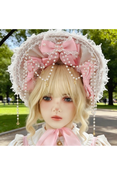 choice2 Pink Womens Victorian Bonnet Hat Red Bonnet Classic Headband for Tea ...