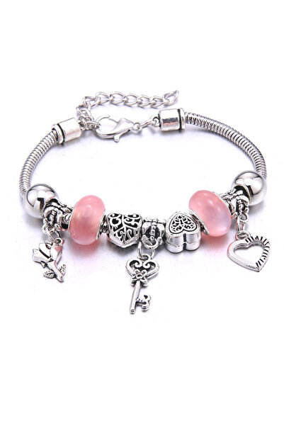 Choice1 B3290-pink سوار ساحر وردي اللون بمشبك على شكل جراد البحر وسلسلة على ش...