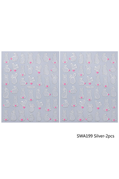 Choice1 SWA199 Silver-2pcs 2pcs Easter Nail Stickers Bronzing Gold/Silver Cut...