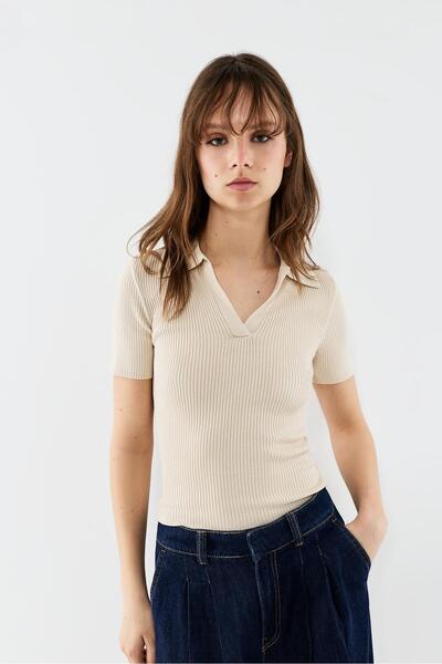 LEFTIES Basic fitilli örgü polo