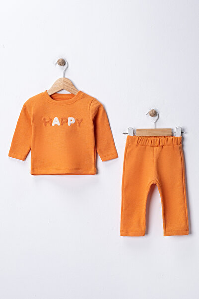 Buude Kids Happy Nakışlı Poly Pamuklu 2'li Bebek Takım
