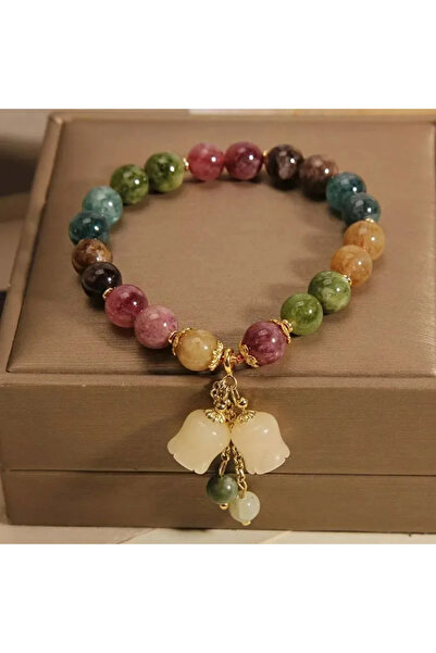 Choice WHITE A Orchid Motif Multicolor Beaded Bracelet for Women Featuring Fl...
