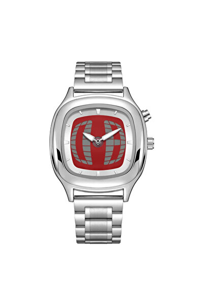 Choice12 A-1 Red Quartz Watch Color Square Y2K Pointer Number Dual Display St...