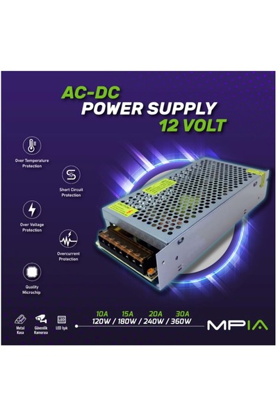 Midcom Ps-30 Metal Kasa Adaptör Fanlı 12 Volt 30 Amper Fanlı Model