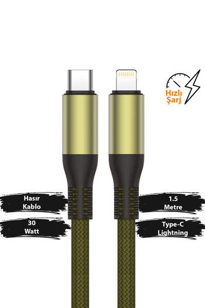 Mobilite 30W PD Type-C to iPhone Lightning Örgülü Hızlı Şarj ve Data Kablosu ...