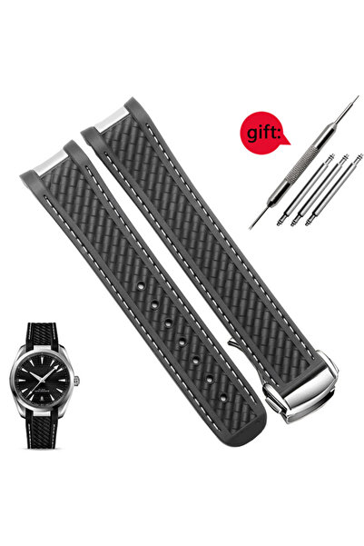 Choice10 حزام ساعة أسود أبيض فضي مقاس 20 ملم لساعات الغوص AT150 Seamaster 300...
