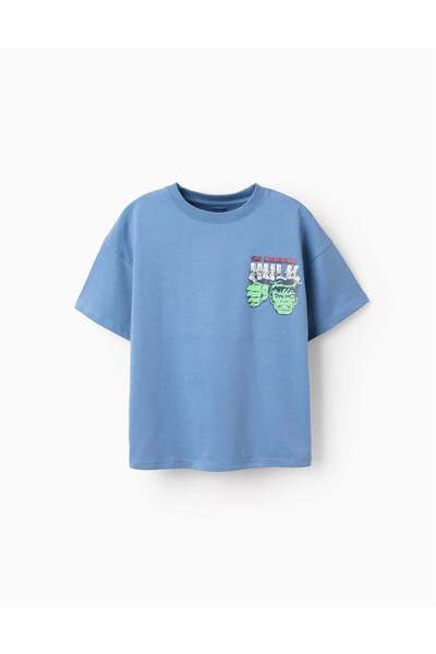 Ziddy Cotton T-Shirt With Hulk Prints For Boys, Blue