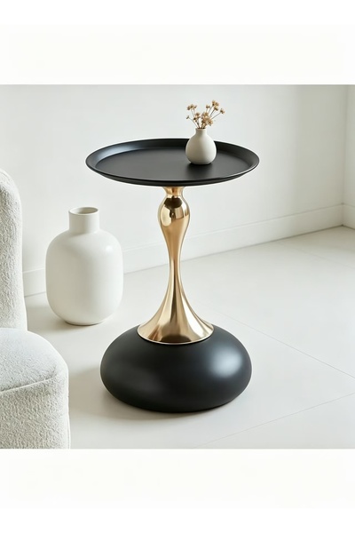 Mtanvxay 40x55cm Contemporary Round Metal Side Table, Low Accent Table for Li...