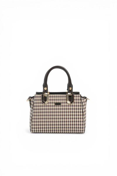 Silver Polo Silver & Polo Sp1281 Women's Handbag Plaid Line Square Brown Yell...