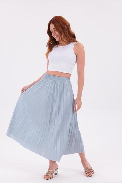 RAVELLES Pleated Midi Skirt Plus Size High Waist Elastic Casual & Stylish Wom...