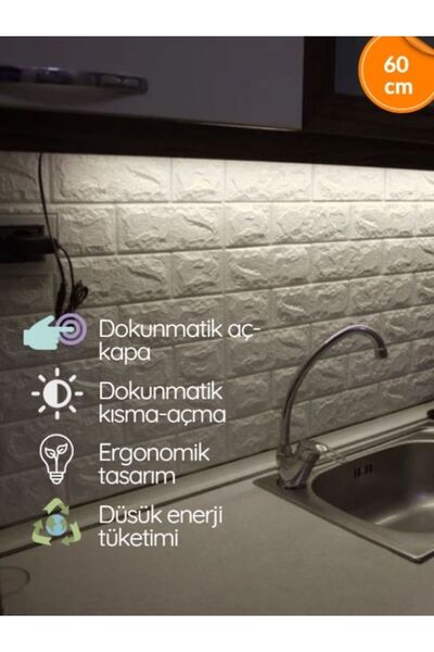 ÖZER LİGHT 60 Cm Beyaz Işık 6000K Dokunmatik Mutfak Tezgah Üstü Led Bar Aydın...
