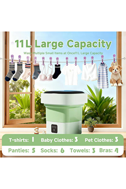 Golivn Portable Washing Machine, 11L Upgraded Mini Washer with Spin Basket La...