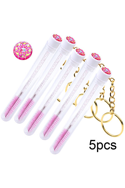Choice1 5pcs hotpink glass 5pcs/Lot Eyelash Brushes Tubes With Keychain Lash ...