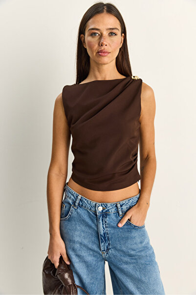 Bianco Lucci Μπλούζα - Καφέ - Ευθεία