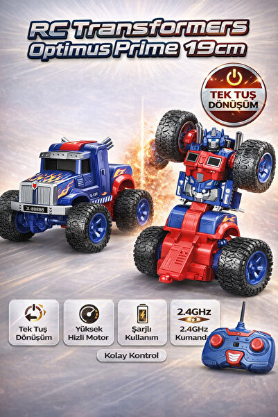 YILDIRIM OYUNCAK Uzaktan Kumandalı Şarjl RC Transformers Optimus Prime 19cm T...