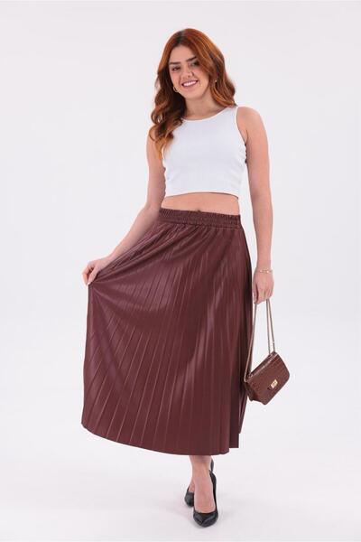 RAVELLES Pleated Midi Skirt Plus Size High Waist Elastic Casual & Stylish Wom...
