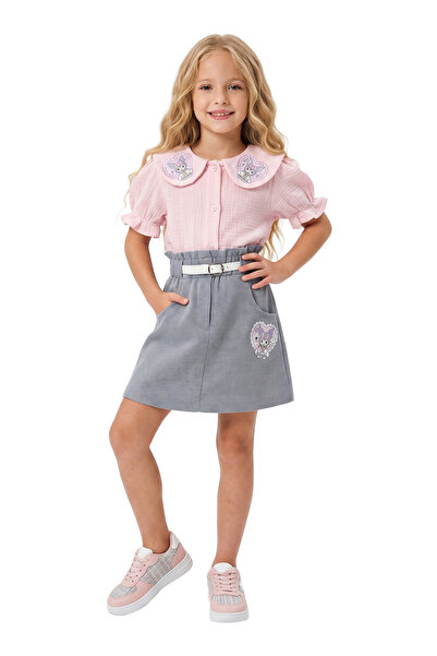 LADYGOLD KIDS Girl's Baby Collar Dress with Character Figures and Belt, Styli...