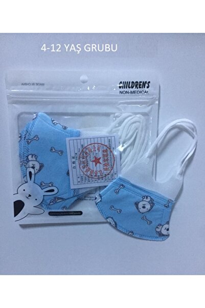 Erkek Çocuk Maskesi Kids 4-12 Yaş 3 Katlı Mavi 5'li 10 Paket