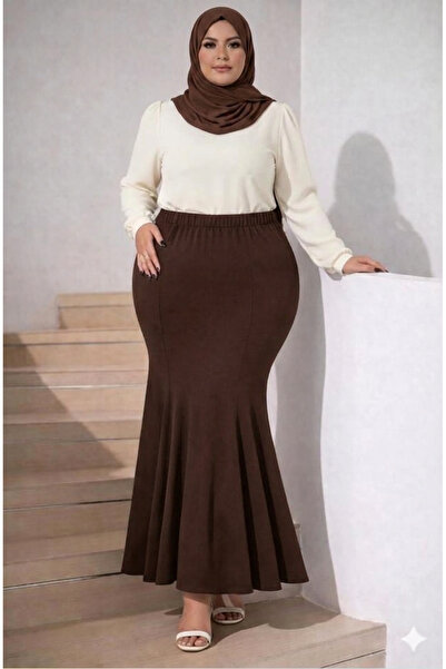 CNG MODA Φούστα plus size - Καφέ - Maxi