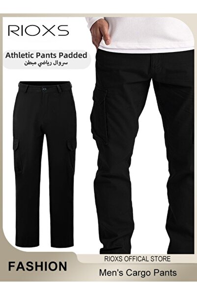 RIOXS Men's Cargo Pants, Casual Workout Joggers with Pockets for Men, Open Bo...