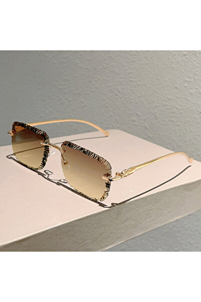 Choice golden grey yellow KAMMPT Rimless Square Sunglasses Men Fashion Vintag...