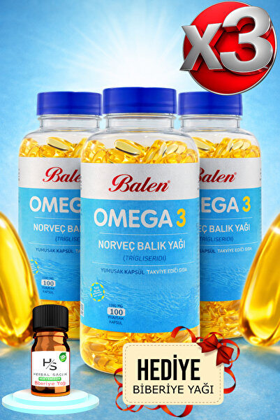 Balen 3 Adet Omega 3 Balık Yağı Trigliserid Form Yumuşak Kapsül 1380 Mg 100 A...
