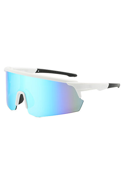 Choice6 White Blue Oversized Sports Sunglasses Men Cycling Glasses Mirrored O...