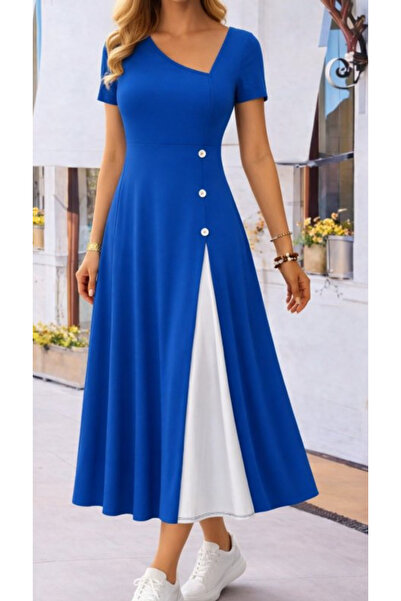 Kokosh moda Rochie de damă din viscoză, cu mânecă scurtă, cu nasturi și guler...