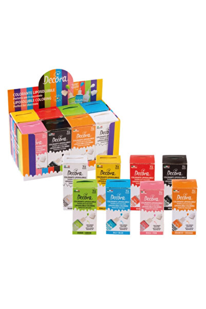 DECORA Set of 8 Liposoluble Food Colorings, Decora, 8 colors, 15 g