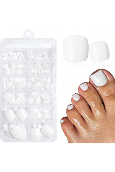 Choice WHITE 120PCS/Box Short Square Pressed Toenail Women'S White Fake Toena...