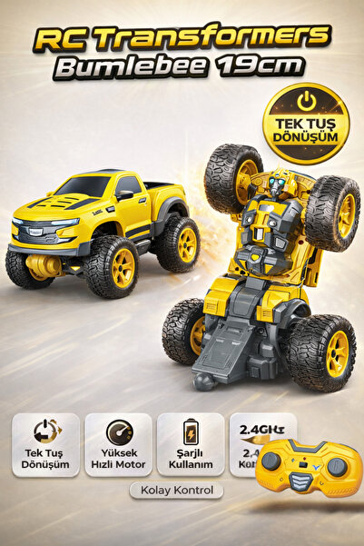YILDIRIM OYUNCAK Uzaktan Kumandalı Şarjlı RC Transformers Bumblebee 19cm – Te...
