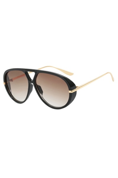 choice2 black double tea Vintage Thick Frame Alloy Cat Eye Sunglasses for Wom...