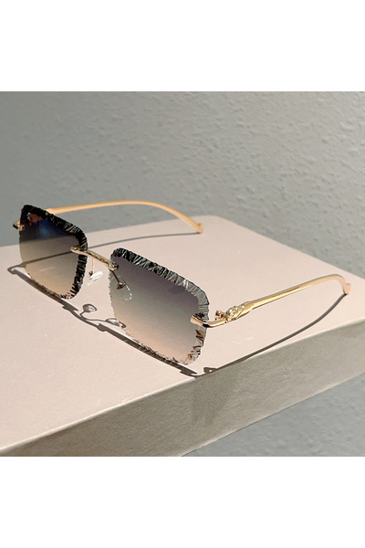 Choice4 golden blue yellow KAMMPT Rimless Square Sunglasses Men Fashion Vinta...