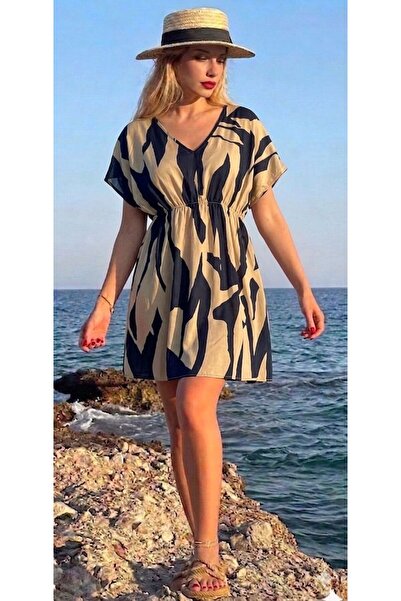 Lesa Wear Zebra Patterned Pareo Beach Dress Kimono Kaftan