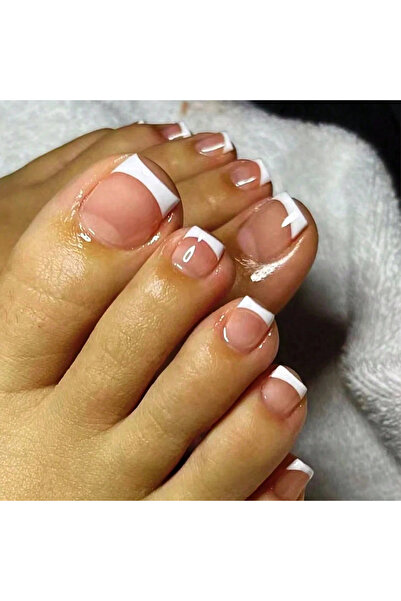 Choice Pink 24PCS Short Square Pink Toe Nails Fake Toe Nails Press On Toe Nai...