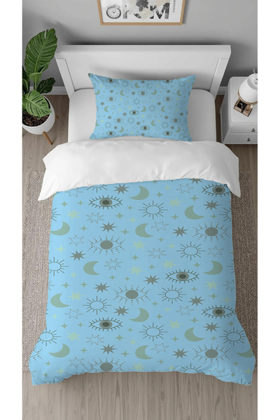 GREENDECOR Planet Space Star Patterned Digital Print Special Design Bed Sheet...