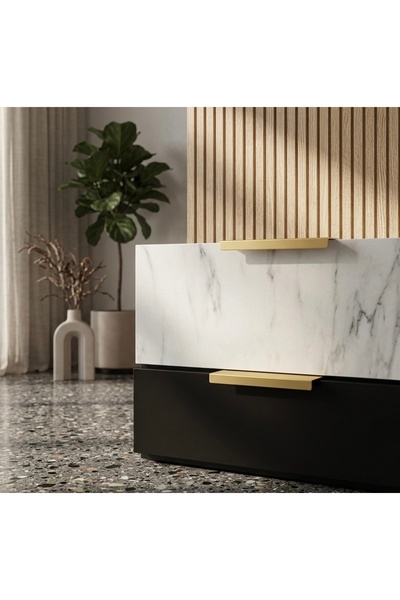 ideadesign furniture accessories 150 Mm Parlak Sarı Mobilya Kulp , Vidalı Çek...
