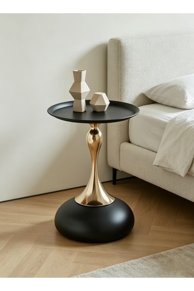 Mtanvxay 40×55cm Low Round Metal Side Table, Contemporary Accent Table for Li...