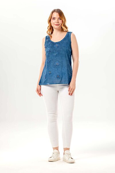 Eliş Şile Bezi Αμάνικη μπλούζα ποπλίνα με σχέδιο μαργαρίτας Devin, καλοκαιριν...