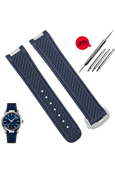 Choice16 حزام ساعة فضي أزرق مقاس 20 ملم لساعات الغوص AT150 Seamaster 300 AQUA...
