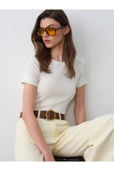 Dilvin T-Shirt - Εκρού - Κανονική εφαρμογή