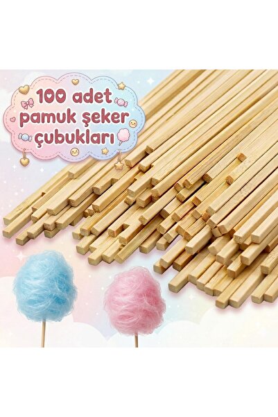 100 Adet Ahşap Pamuk Şeker Çubuğu Pamuk Şeker Servis Çubuğu 30cm Uzunluk Pamuk Şeker Çubuk cotton ca