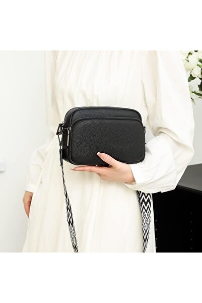 OEM Geanta dama din piele naturala, Crossbody, 4 compartimente, Curea reglabila, Impermeabil, Usor de curatat, Fermoare metalice, Pentru portofele, telefoane mobile, machiaj, 21*8*15cm, Negru