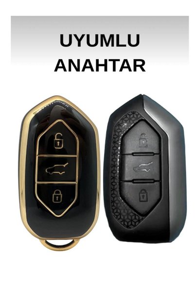 ÖZEN KEYS Togg T10X T10F Compatible 3 Button Nano Key Case Black Gold