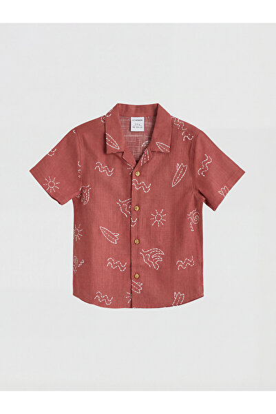 LC Waikiki YK PLUS LCW Παιδικό κοντομάνικο πουκάμισο με στάμπα για αγόρια