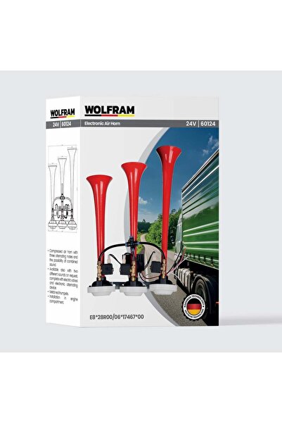WOLFRAM 24 Volt Havalı Korna 3 Borulu Saydırmalı Dali Dali 60124